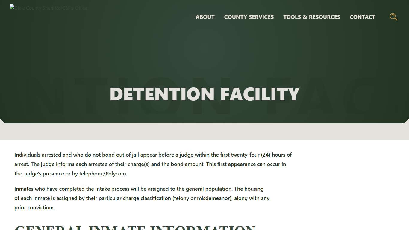 Detention Facility | Dixie County Sheriff's Office